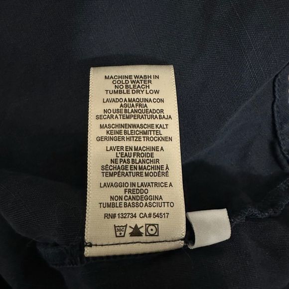 ANTHROPOLOGIE CLOTH & STONE L/S Frayed Ruffle Button Down Shirt in Navy - Picture 9 of 10